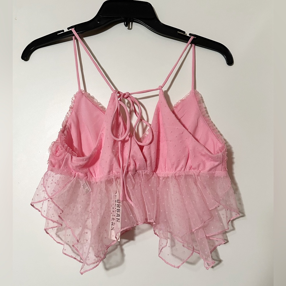 Urban Outfitters Pink Sheer Ruffle Top - Picture 10 of 12